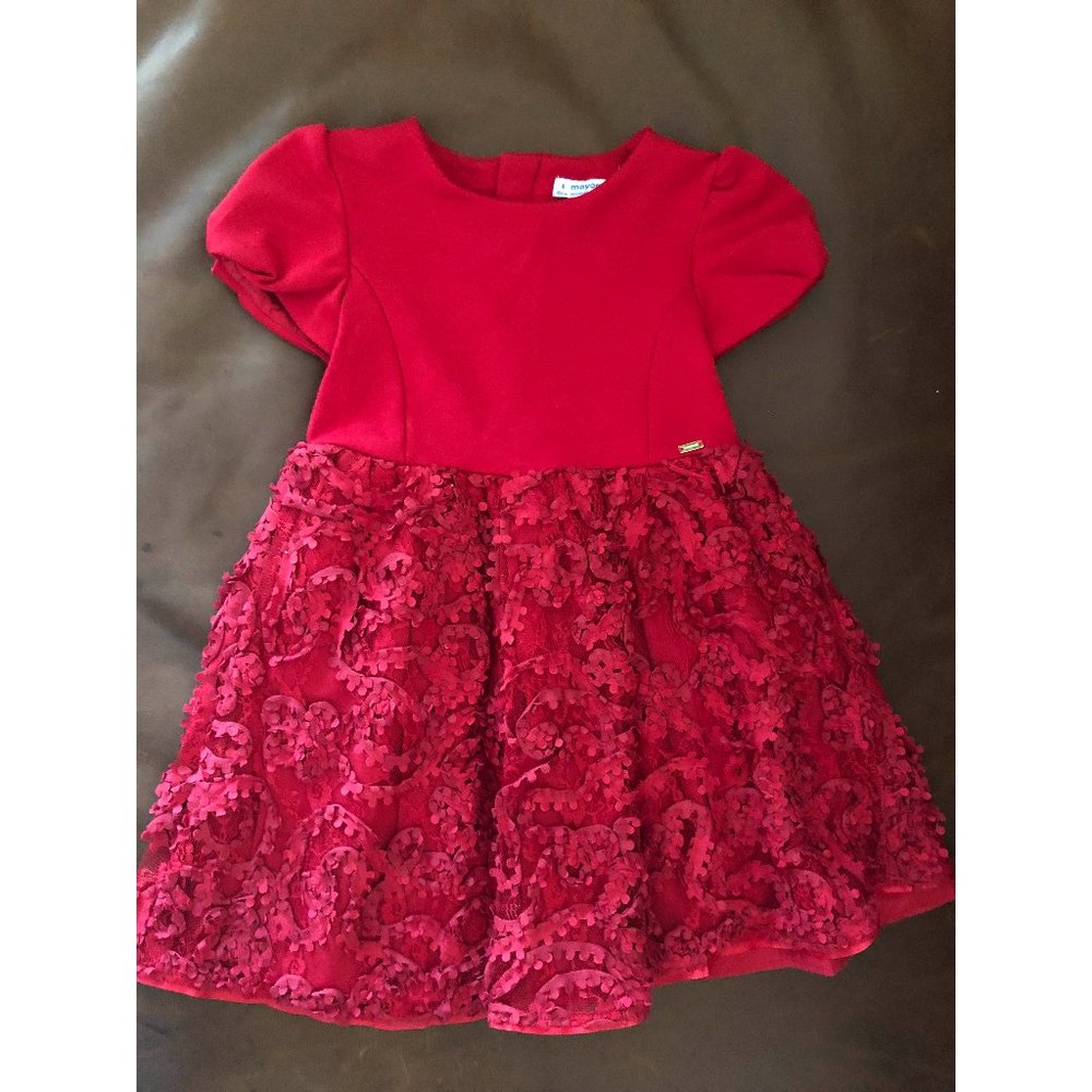Mayoral Darling Red Floral Detail Dress 🌺❣️
